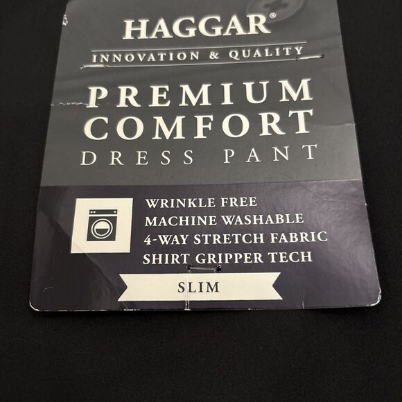 Haggar Premium Flex Dress Pant Sz 38x32 Black Slim Fit Stretch Wrinkle Free NWT - Picture 10 of 11